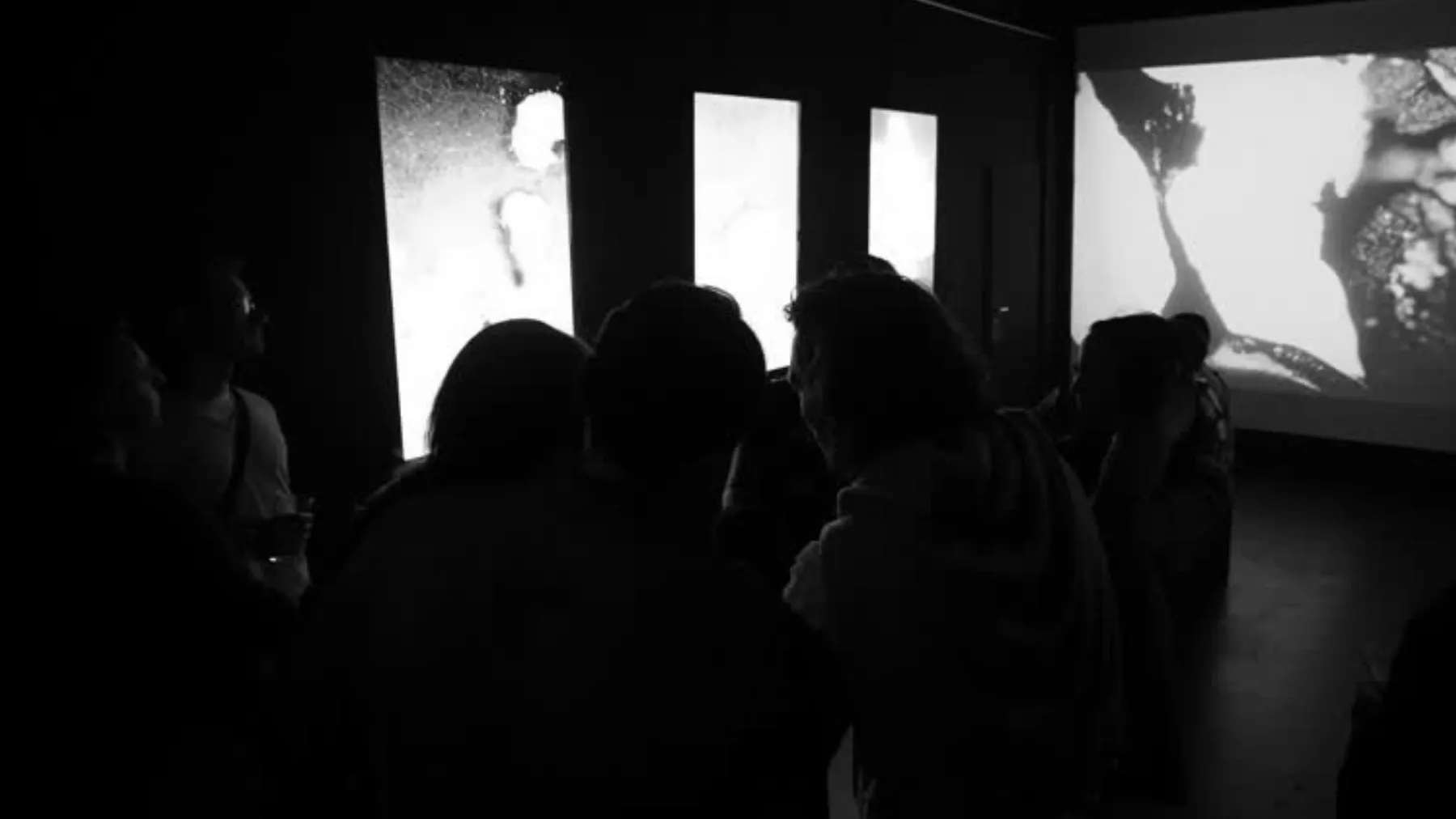 Publikum vor Hochkant-Screens und Projektion