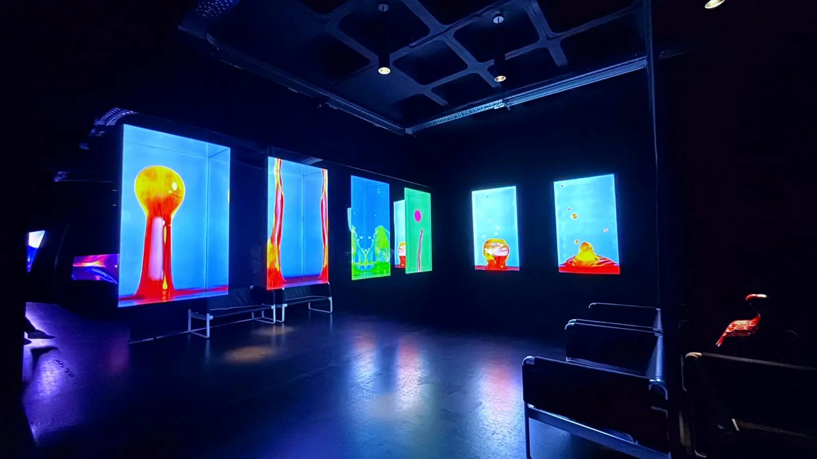 Individual artwork screens along the route