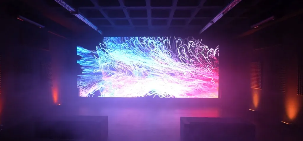 Room-height LED wall with digital art